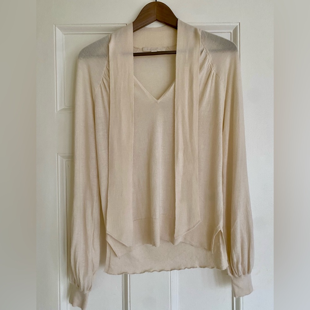 Jonathan Simkhai Cashmere Cream Tie Neck Sweater
